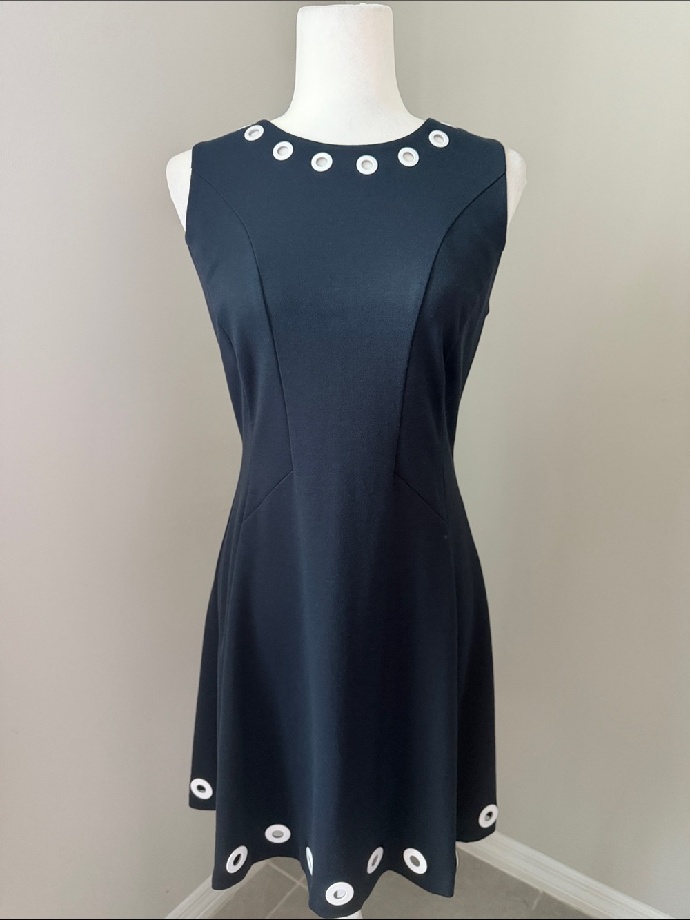 MICHAEL KORS Grommet Fit and Flare Dress Navy White Size 6